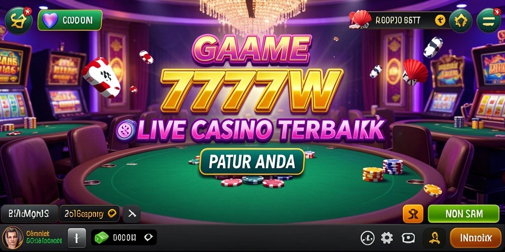 Screenshot gameplay Live Casino 7777W yang interaktif dan mendebarkan.