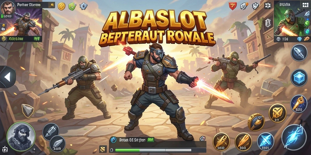 Gameplay ALBASLOT yang intens dan seru dalam pertempuran Battle Royale.