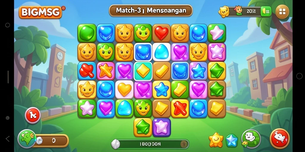 Tampilan gameplay seru BIGMSG dalam mode Match-3.