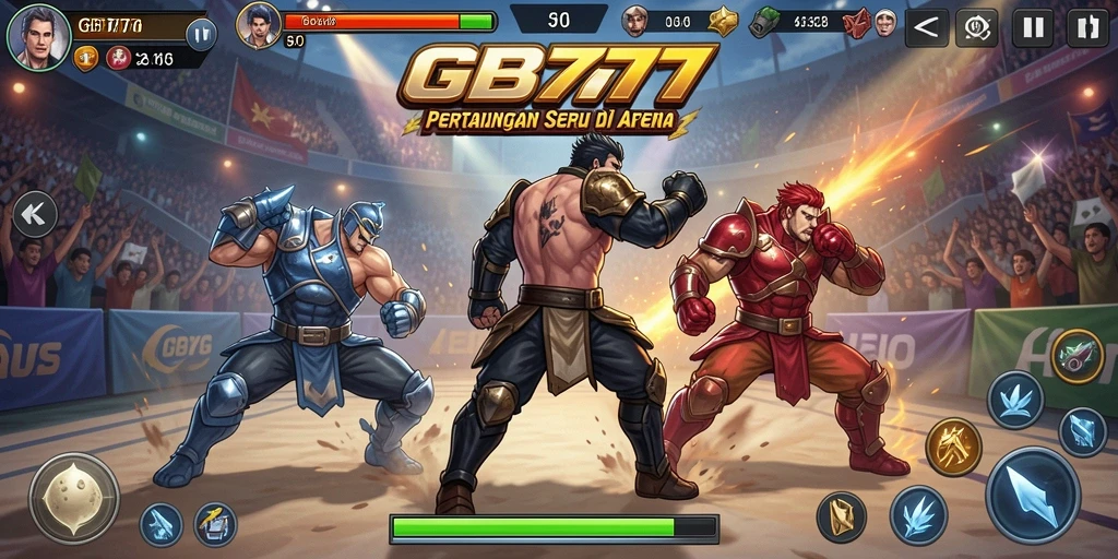 Screenshot utama GB777 menampilkan aksi pertarungan yang intens dan seru.