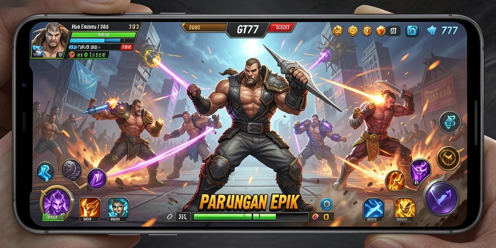 Screenshot gameplay GT777 yang menampilkan pertarungan seru antar karakter.