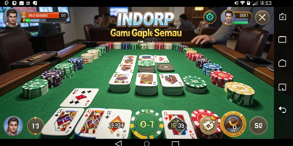 Screenshot INDORP menunjukkan pengalaman bermain Gaple yang seru dan interaktif.