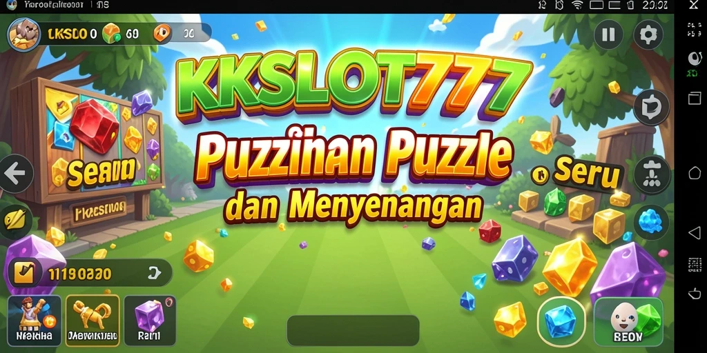 Screenshot gameplay KKSLOT777 menampilkan tantangan puzzle yang menarik dan penuh warna.