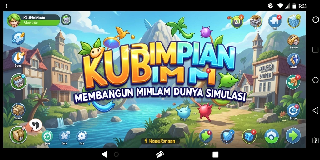 Screenshot gameplay KLUBIMPIAN dengan berbagai elemen membangun yang menarik.
