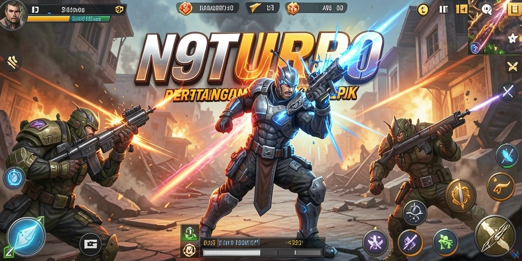 Tampilan menegangkan dari gameplay Fighting N9TURBO.