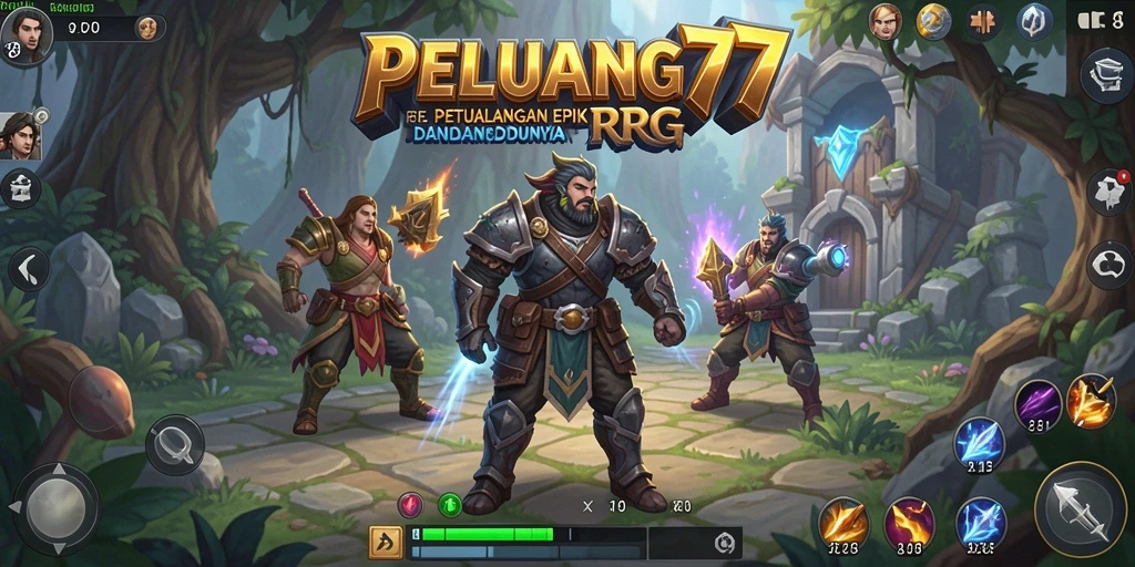 Tampilan gameplay yang mendebarkan dalam PELUANG77, memperlihatkan aksi petualangan RPG.