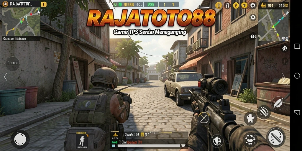 Tampilan gameplay seru dari RAJATOTO88 dalam aksi TPS.
