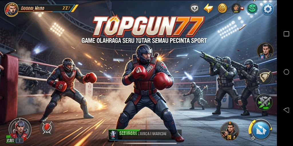 Tampilan gameplay utama TOPGUN77 yang penuh aksi dan seru.